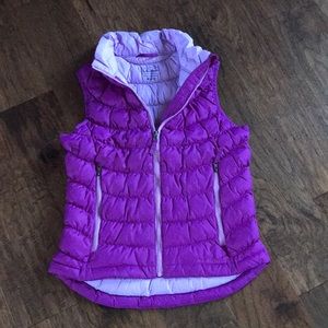 LL Bean Girls Medium 10-12 Down Vest Purple